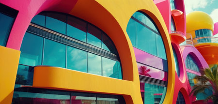 Colorful modern building in the city. Modern architecture in the cityの素材