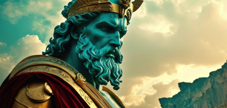 Statue of the Roman Emperor Augustus on the background of the skyの素材