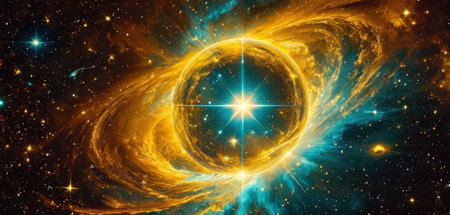 Stars of a planet and galaxy in a free space Elements of this image furnished by NASAの素材