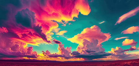 Dramatic sunset sky with clouds. Nature background. 3d renderingの素材