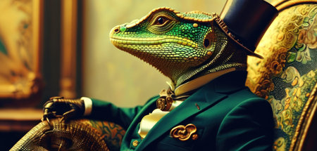 Lizard in Royal Palace, Bangkok, Thailand. Vintage style.の素材