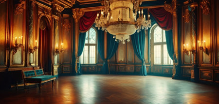 Luxury interior of royal palace. Panoramic view.の素材