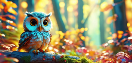Owl in the autumn forest. Beautiful nature scene with owl.の素材