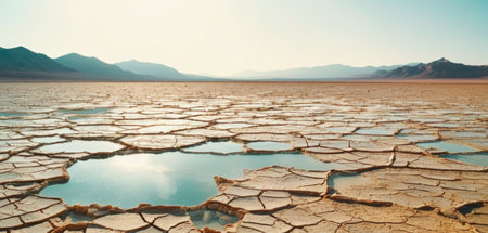 Panoramic view of dry and cracked earth. Global warming conceptの素材