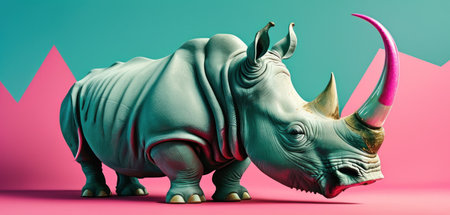 Rhinoceros on a pink background. 3d rendering.の素材