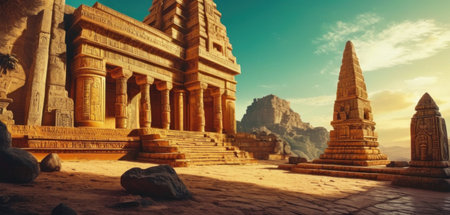 Temples in Hampi, Karnataka, India. Panoramaの素材