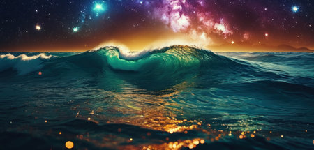 Surfing ocean wave. 3d illustration. Elements of this image furnished by NASAの素材