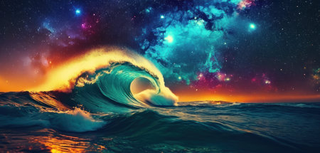 Surfing ocean wave. 3D illustration. Elements of this image furnished by NASAの素材
