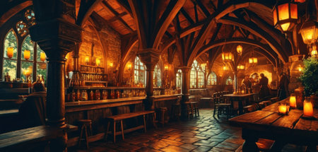Interior of a medieval pub in Edinburgh, Scotland, UK.の素材