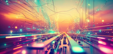 Futuristic city with high speed communication and high speed internet.の素材