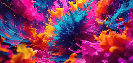 Colorful paint splashing in water. Abstract background. 3d renderingの素材