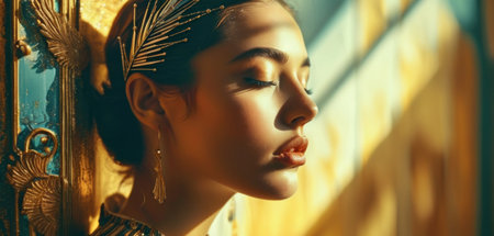 Close-up portrait of a beautiful Asian woman. Beauty, fashion.の素材