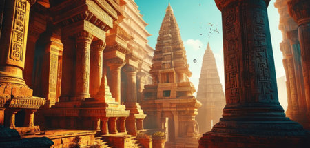 Ancient temple in Bagan, Myanmar (Burma). 3D renderingの素材