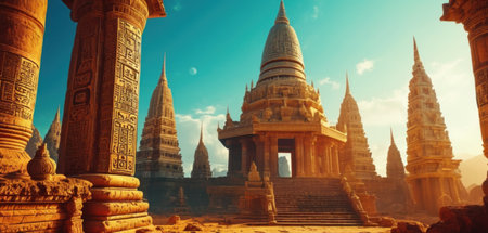 Ancient temples in Bagan, Myanmar. Panoramic view.の素材