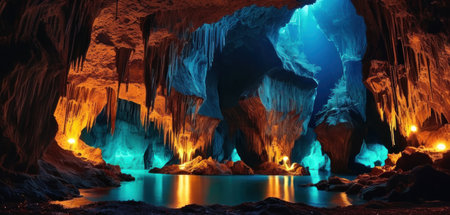 Interior view of a beautiful karst cave in Thailand.の素材