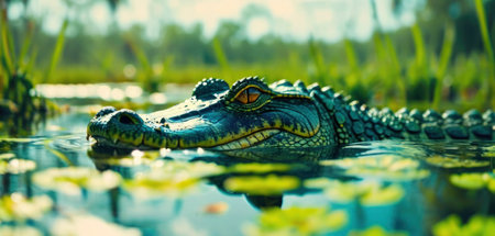 Crocodile in the pond. Crocodile in the pond.の素材