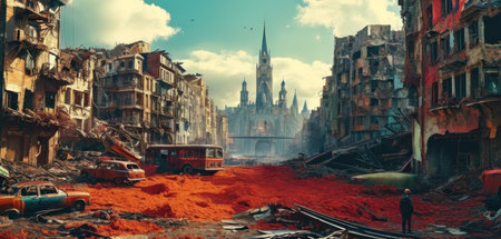 Abandoned city in the middle of the world. Conceptual imageの素材