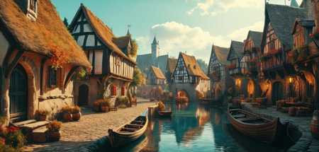 Fantasy scene with old houses in Alsace, France.の素材