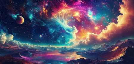 Planets and galaxy, science fiction wallpaper. Beauty of deep space.の素材