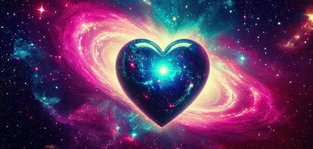 Valentine's Day background. Heart in space. 3D renderingの素材
