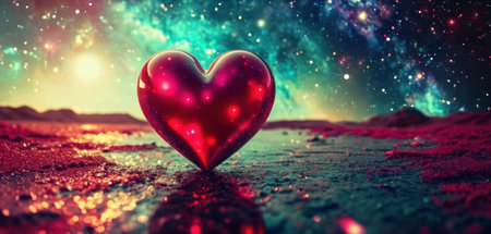 Valentine's Day background with red heart and space for textの素材