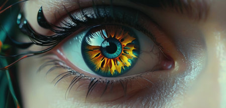 Close-up of a beautiful woman's eye. Macro photography.の素材