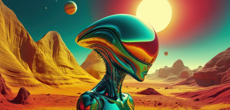 Alien Planet - 3D Rendered Computer Artwork. Science fiction.の素材