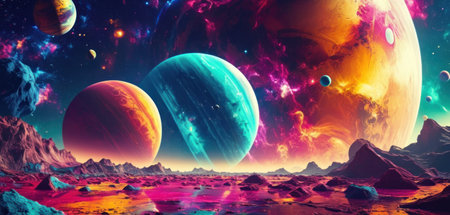 Planets and galaxy, science fiction wallpaper. Beauty of deep space.の素材