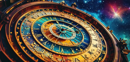 Astronomical clock in the sky. Elements of this image furnished by NASAの素材