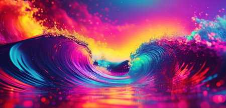 3d rendering of abstract colorful background. Beautiful wave with water splashesの素材