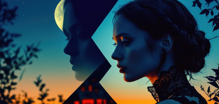 3d render of a beautiful girl in a gothic styleの素材