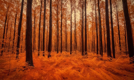 Beautiful autumn forest landscape. Autumn forest background. Autumn forest.の素材