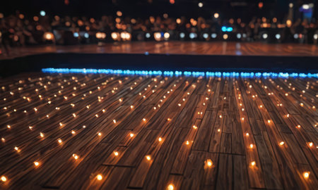 Blurred image of a swimming pool with bokeh lights.の素材