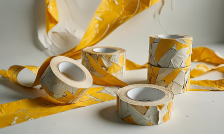 Rolls of duct tape on a white background. Studio shot.の素材