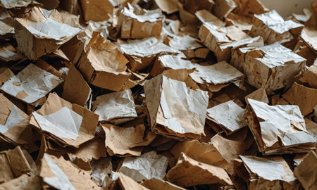 Pile of crumpled brown paper. Recycling conceptの素材