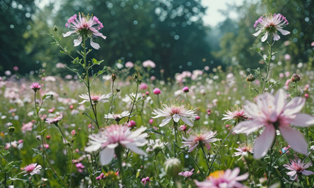 Flowers in the meadow in the summer, close-upの素材