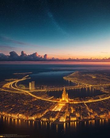 skyline at night.の素材