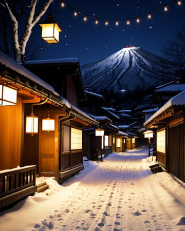 at night in winterの素材