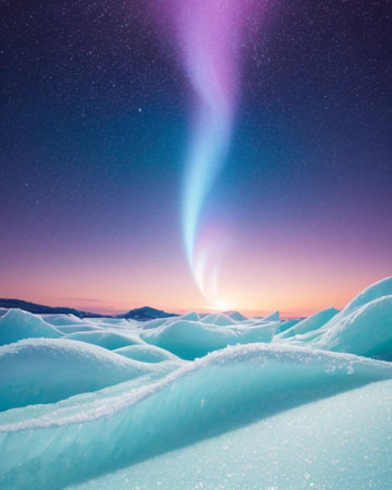 Aurora borealis in the night sky. Winter landscape.の素材