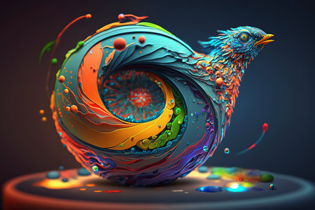 3d illustration of abstract geometric composition,digital art works. 3d rendering.の素材