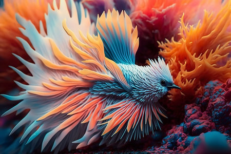 3D Illustration of a Colorful Tropical Fish in the Oceanの素材