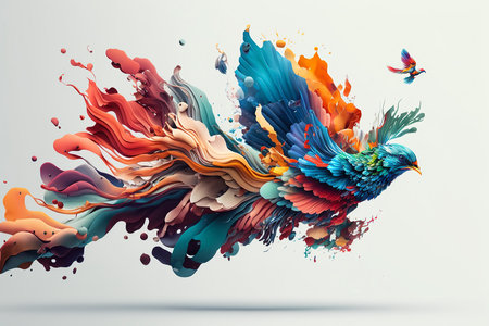 Colorful paint splashes as abstract background. 3D Renderingの素材