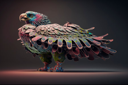 3d rendering of a vulture on a dark background with vignetteの素材