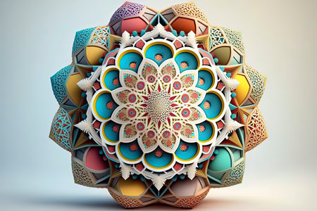 Mandala. Ethnic decorative elements. Islam, Arabic, Indian, ottoman motifs. 3D renderingの素材