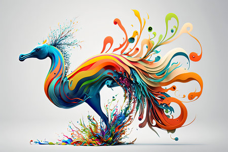 Colorful bird made of splashes and drops. Vector illustration.の素材
