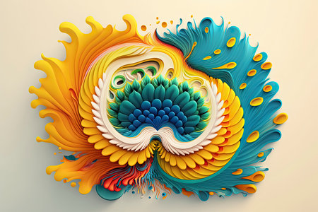 3d render, abstract colorful background with swirls and petalsの素材