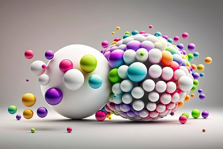 3d abstract colorful balls on a white background. 3d renderingの素材