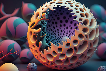 3d illustration of abstract geometric composition,digital art works. 3d rendering.の素材