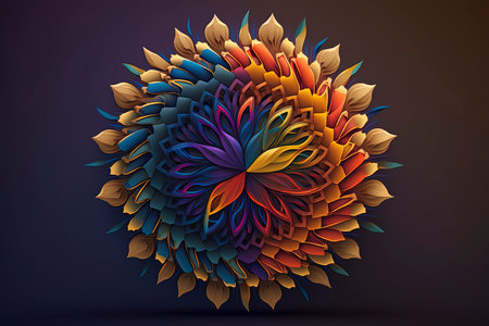 Abstract colorful flower design on dark background. Vector illustration for your designの素材