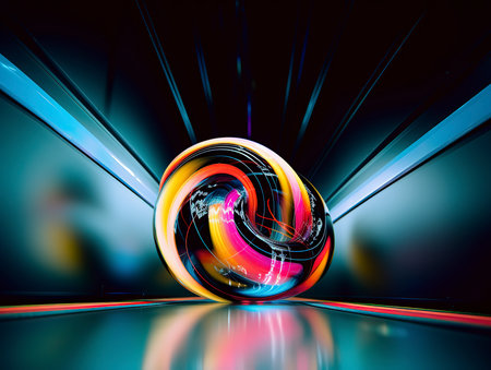 abstract 3d illustration of an abstract background with a glowing sphereの素材